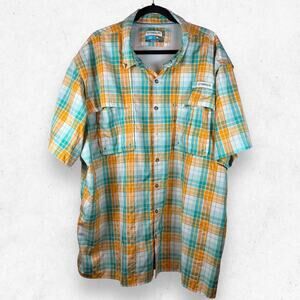 Magellan Button Up Men's Size 3XL Fish Gear Relaxed Fit Orange Blue